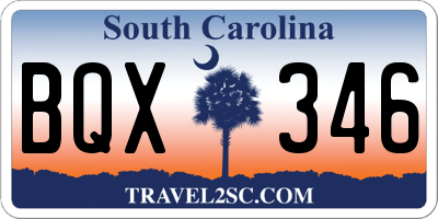 SC license plate BQX346
