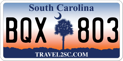 SC license plate BQX803