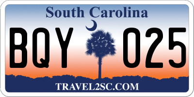 SC license plate BQY025