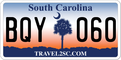 SC license plate BQY060