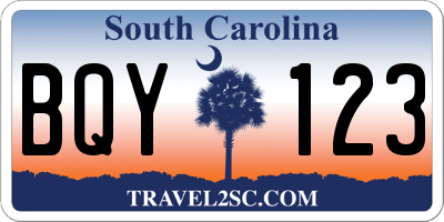 SC license plate BQY123
