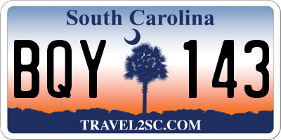 SC license plate BQY143