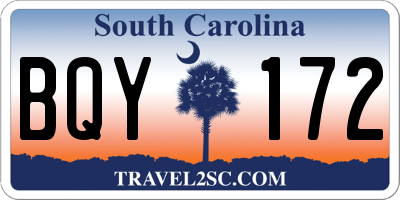SC license plate BQY172