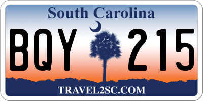 SC license plate BQY215