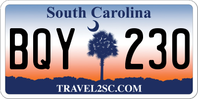 SC license plate BQY230