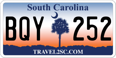 SC license plate BQY252