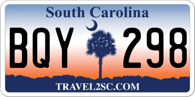 SC license plate BQY298