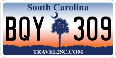 SC license plate BQY309