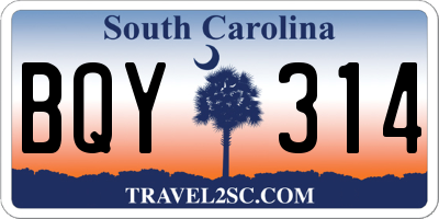 SC license plate BQY314