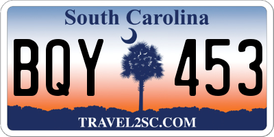 SC license plate BQY453