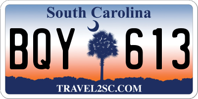 SC license plate BQY613