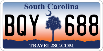 SC license plate BQY688