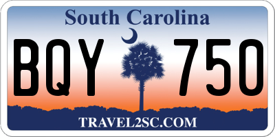 SC license plate BQY750