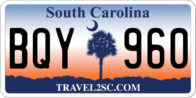 SC license plate BQY960