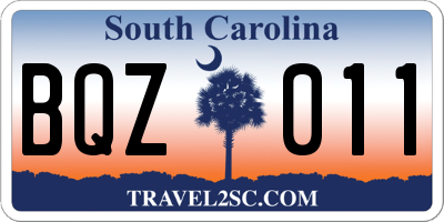 SC license plate BQZ011