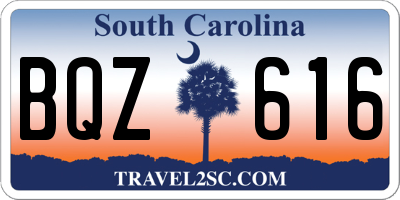 SC license plate BQZ616