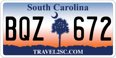 SC license plate BQZ672
