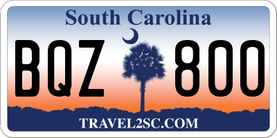 SC license plate BQZ800