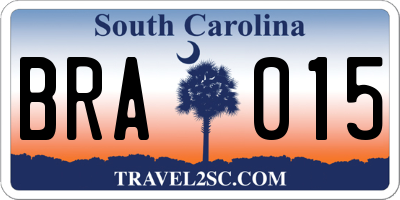 SC license plate BRA015