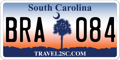 SC license plate BRA084