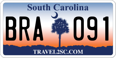 SC license plate BRA091