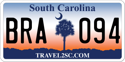 SC license plate BRA094