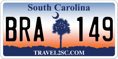 SC license plate BRA149