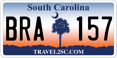 SC license plate BRA157