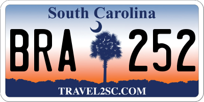 SC license plate BRA252