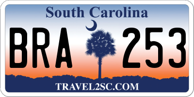 SC license plate BRA253