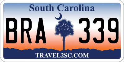 SC license plate BRA339
