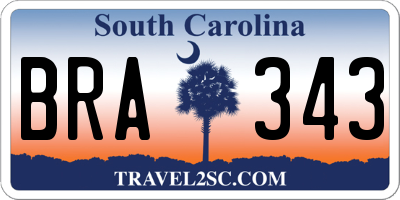 SC license plate BRA343