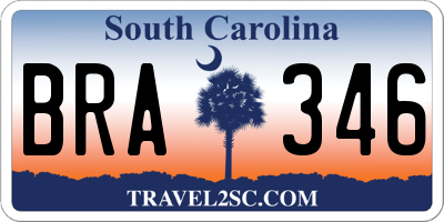 SC license plate BRA346