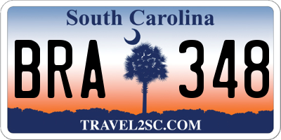 SC license plate BRA348