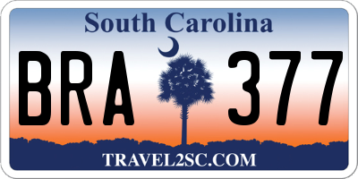 SC license plate BRA377