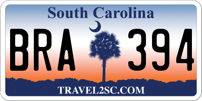 SC license plate BRA394