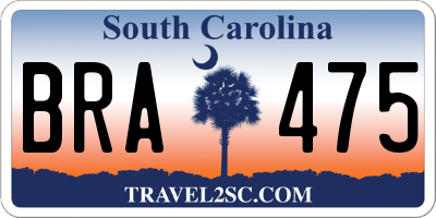 SC license plate BRA475