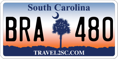 SC license plate BRA480
