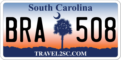 SC license plate BRA508