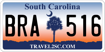 SC license plate BRA516