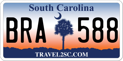 SC license plate BRA588