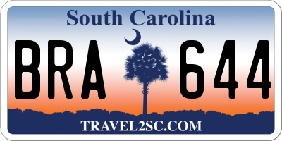 SC license plate BRA644
