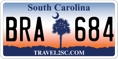 SC license plate BRA684