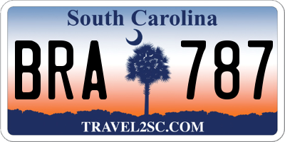 SC license plate BRA787