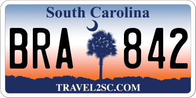 SC license plate BRA842