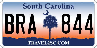 SC license plate BRA844