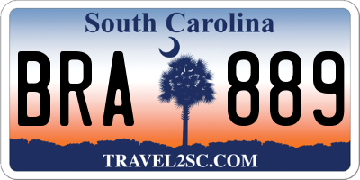SC license plate BRA889