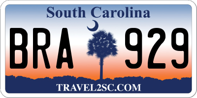 SC license plate BRA929