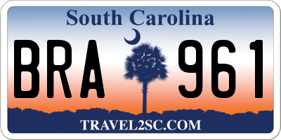 SC license plate BRA961