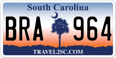 SC license plate BRA964
